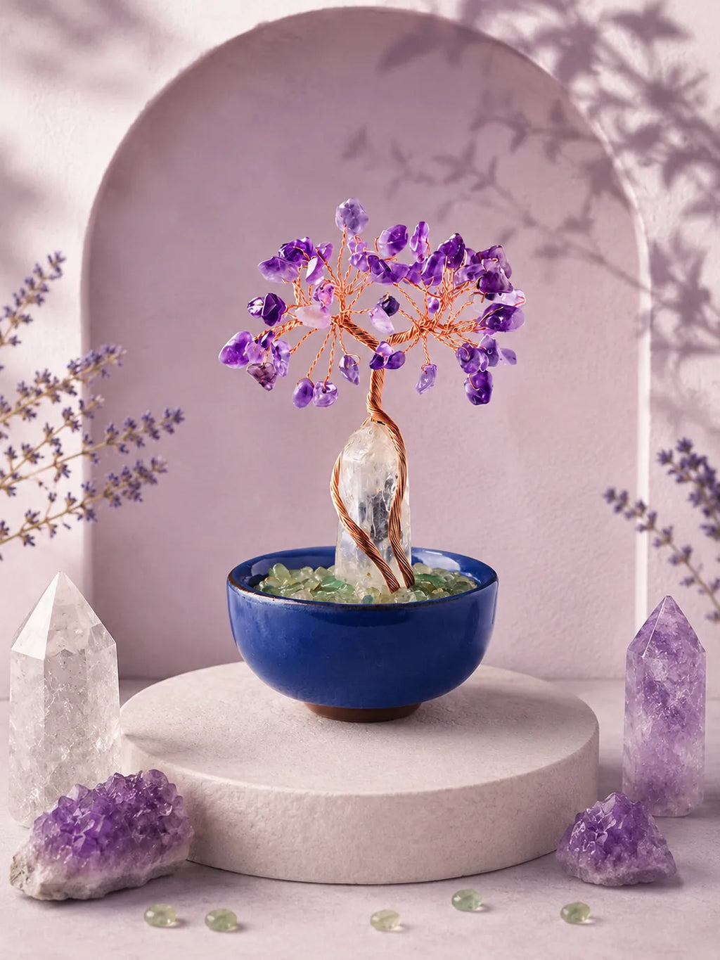 White Crystal Amplifies Energy Crystal Tree - Amethyst, Spirituality, Wisdom, Meditation, Calming the mind