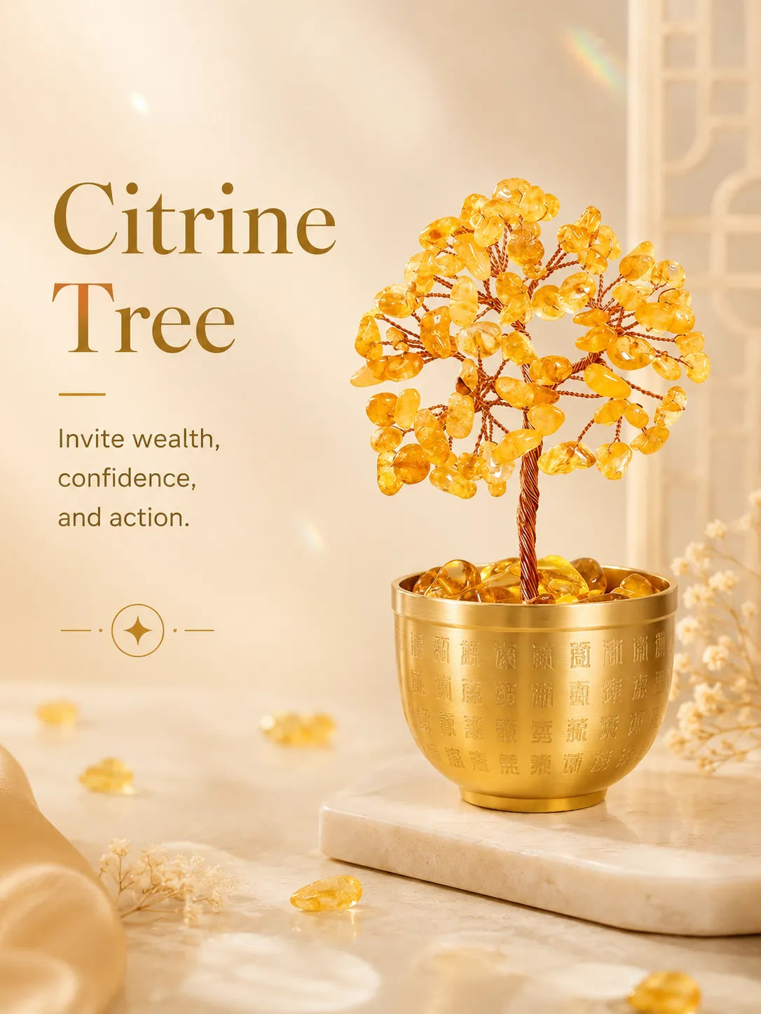 Blessing Bowl Energy Crystal Tree - Citrine, Wealth, Career, Self-confidence, Mobility