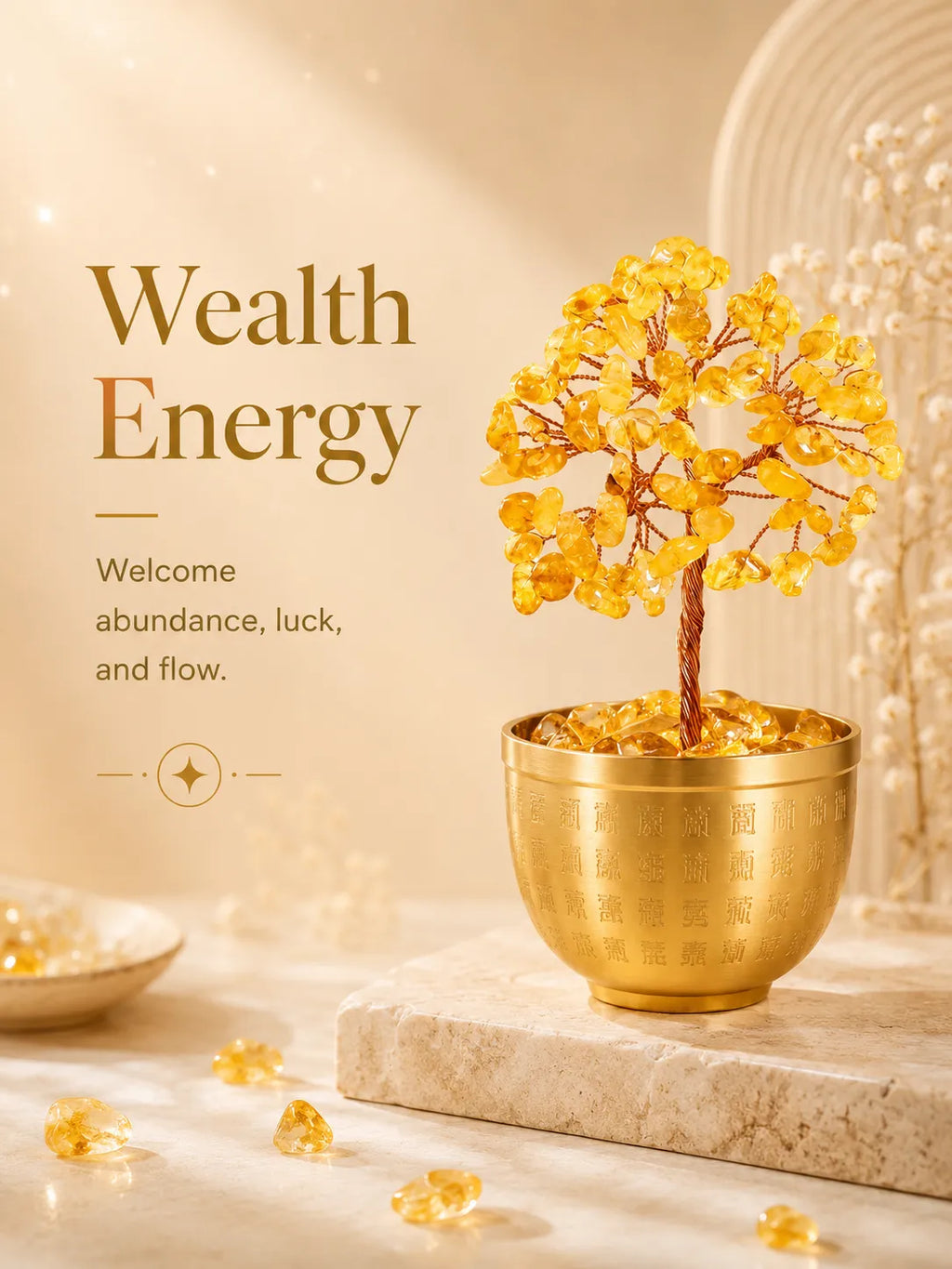 Blessing Bowl Energy Crystal Tree - Citrine, Wealth, Career, Self-confidence, Mobility