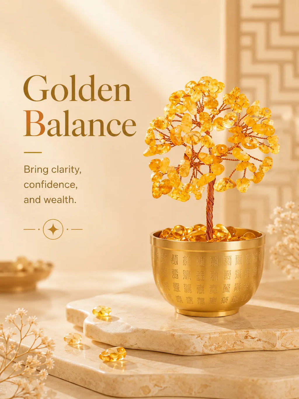 Blessing Bowl Energy Crystal Tree - Citrine, Wealth, Career, Self-confidence, Mobility