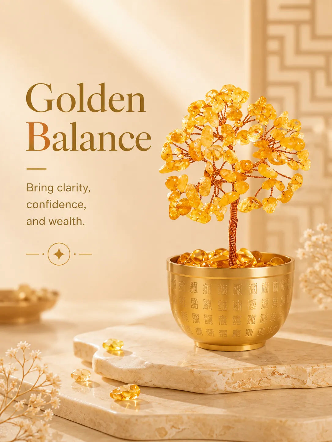 Blessing Bowl Energy Crystal Tree - Citrine, Wealth, Career, Self-confidence, Mobility