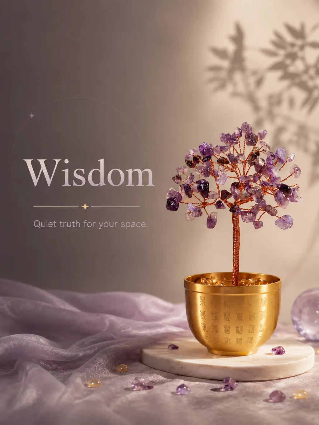 Blessing Bowl Energy Crystal Tree - Amethyst, Spirituality, Wisdom, Meditation, Calming the mind