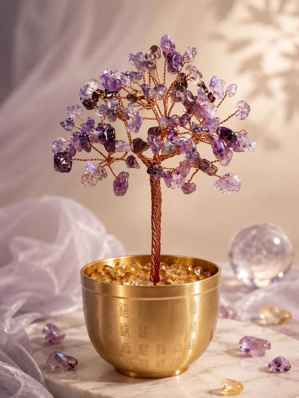 Blessing Bowl Energy Crystal Tree - Amethyst, Spirituality, Wisdom, Meditation, Calming the mind