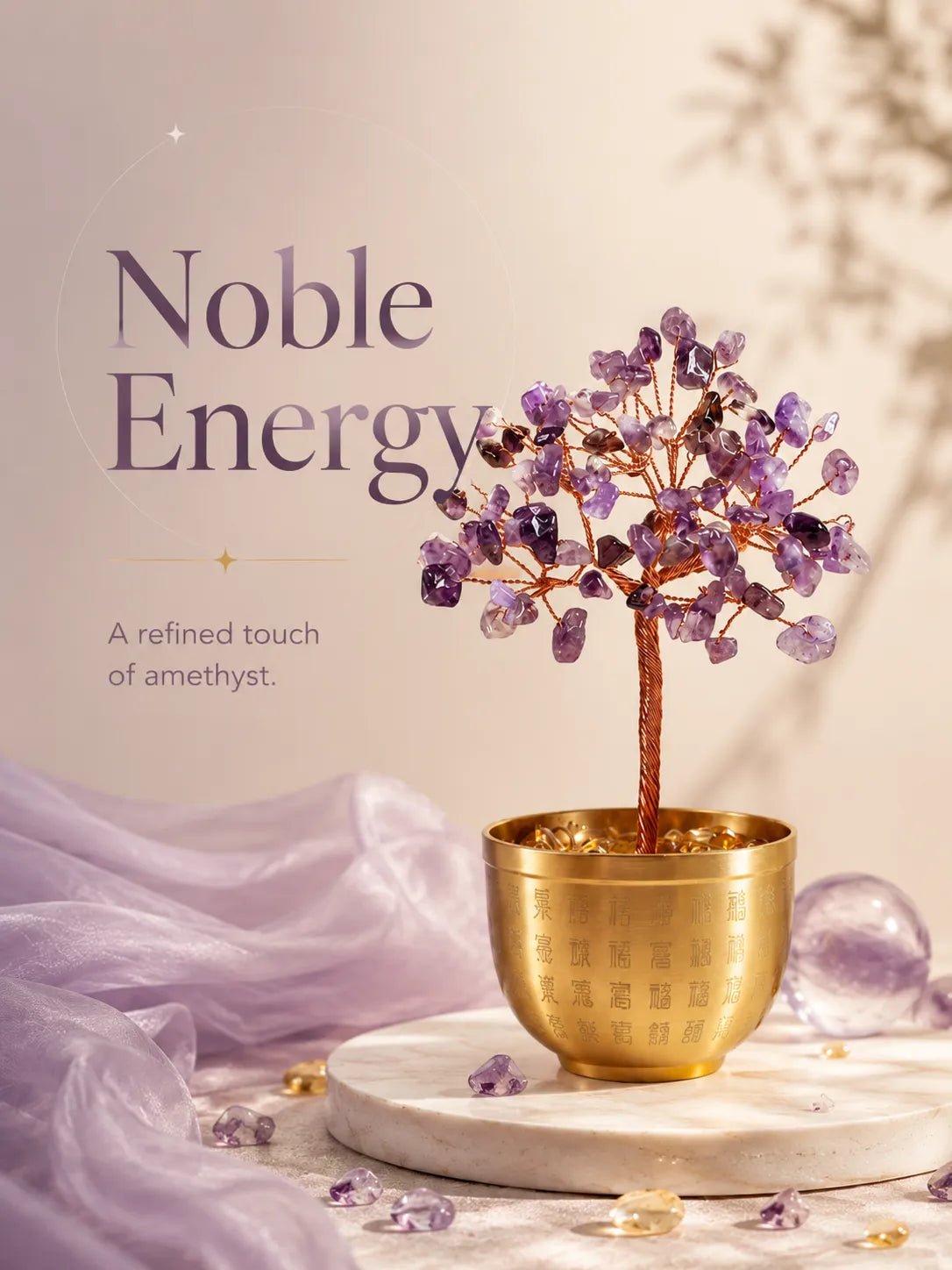 Blessing Bowl Energy Crystal Tree - Amethyst, Spirituality, Wisdom, Meditation, Calming the mind