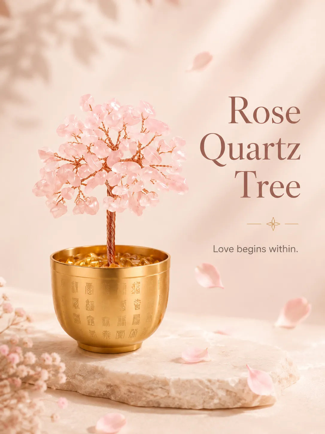 Blessing Bowl Energy Crystal Tree - Pink Quartz, Love, Popularity, Tenderness, Self-acceptance