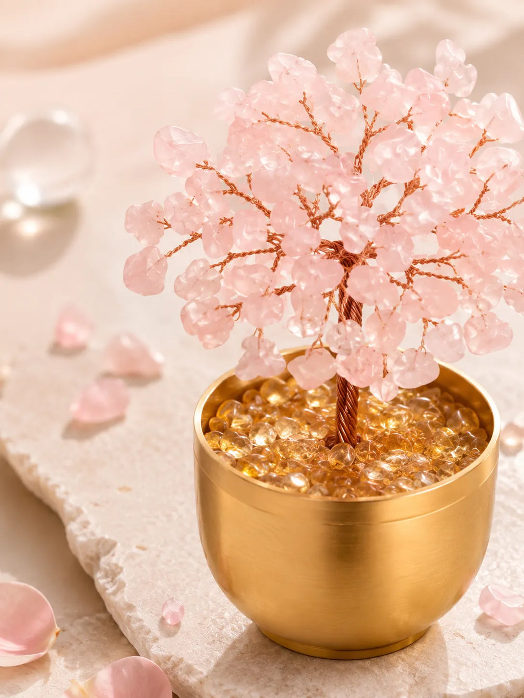 Blessing Bowl Energy Crystal Tree - Pink Quartz, Love, Popularity, Tenderness, Self-acceptance