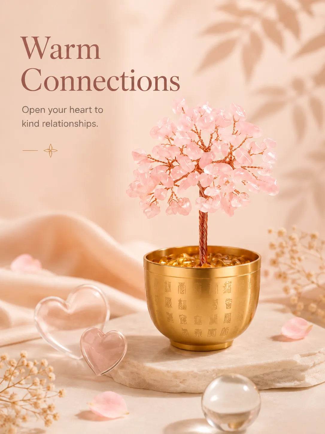 Blessing Bowl Energy Crystal Tree - Pink Quartz, Love, Popularity, Tenderness, Self-acceptance