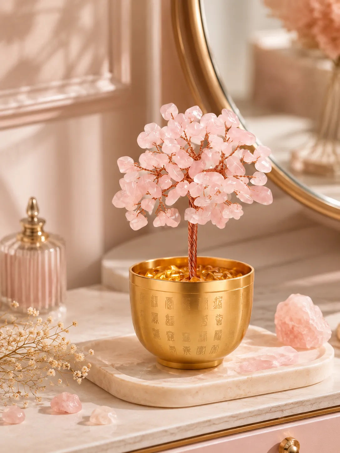 Blessing Bowl Energy Crystal Tree - Pink Quartz, Love, Popularity, Tenderness, Self-acceptance