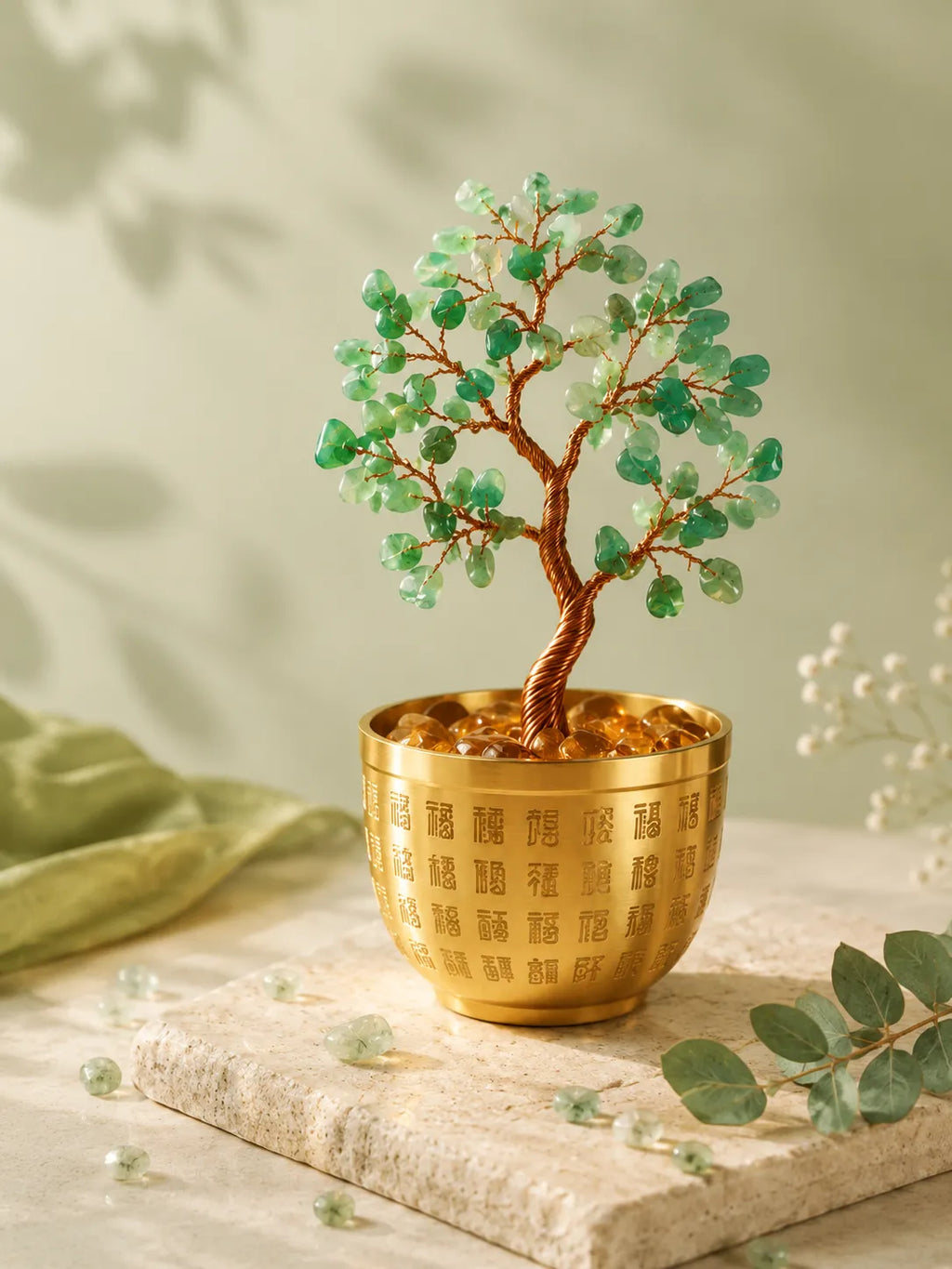 Blessing Bowl Energy Crystal Tree - Green Aventurine, Growth, Rebirth, Opportunity, Healing