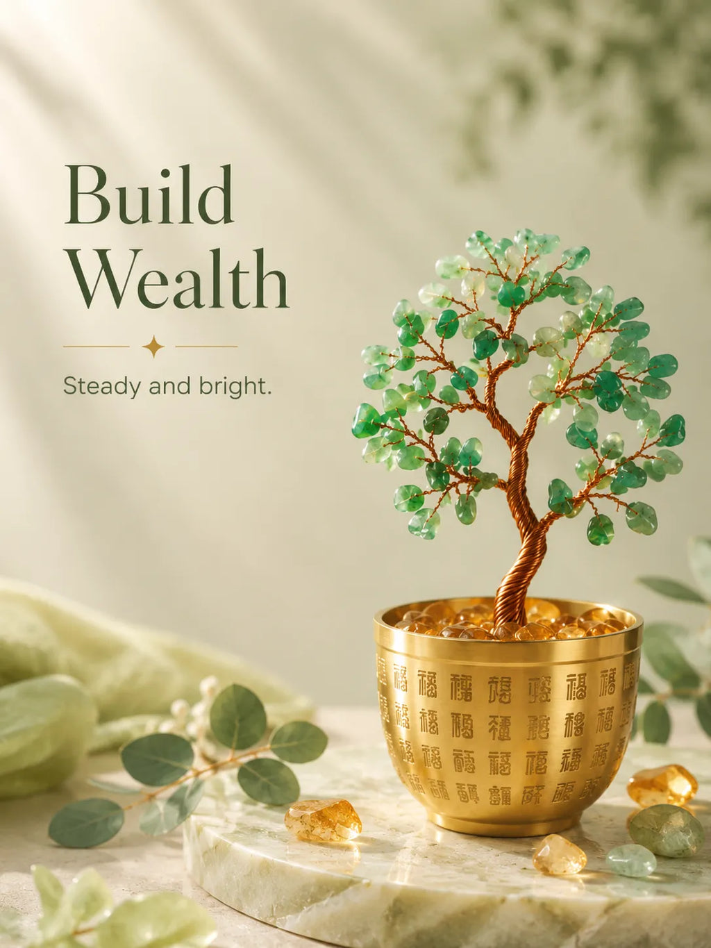 Blessing Bowl Energy Crystal Tree - Green Aventurine, Growth, Rebirth, Opportunity, Healing