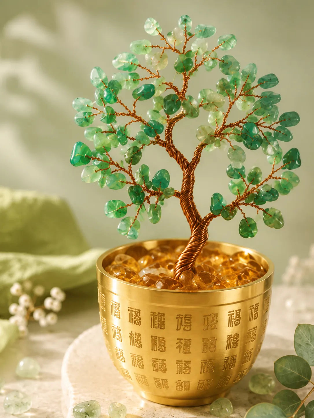 Blessing Bowl Energy Crystal Tree - Green Aventurine, Growth, Rebirth, Opportunity, Healing