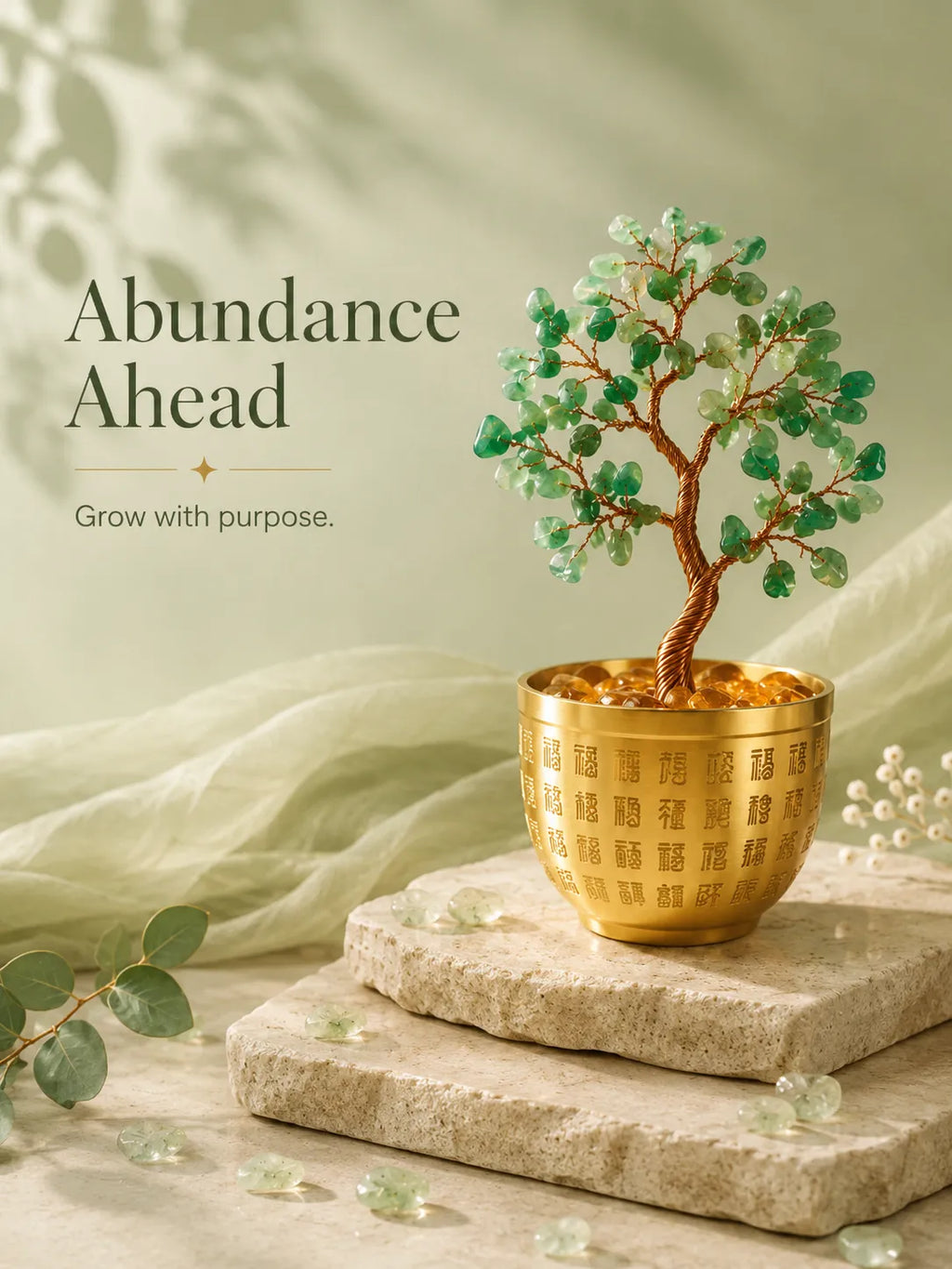 Blessing Bowl Energy Crystal Tree - Green Aventurine, Growth, Rebirth, Opportunity, Healing