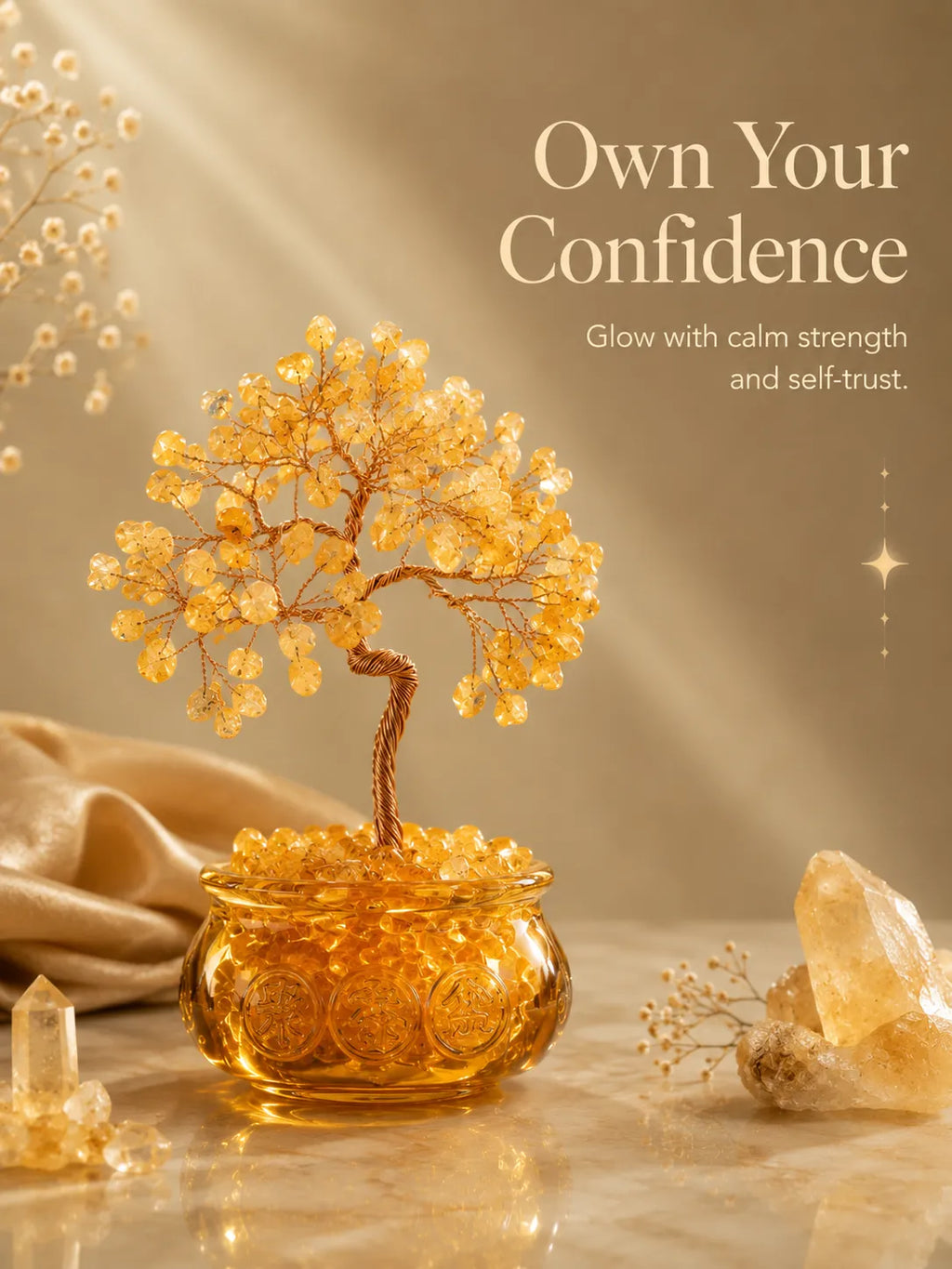 Cornucopia Energy Crystal Tree - Citrine, Wealth, Career, Self-confidence, Mobility