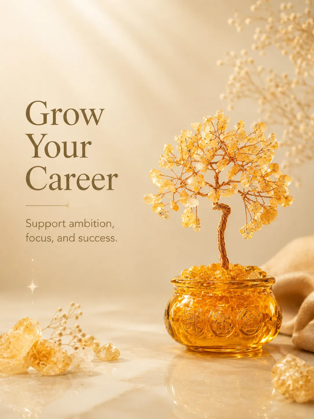 Cornucopia Energy Crystal Tree - Citrine, Wealth, Career, Self-confidence, Mobility
