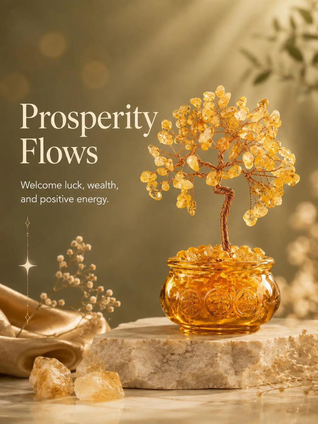 Cornucopia Energy Crystal Tree - Citrine, Wealth, Career, Self-confidence, Mobility
