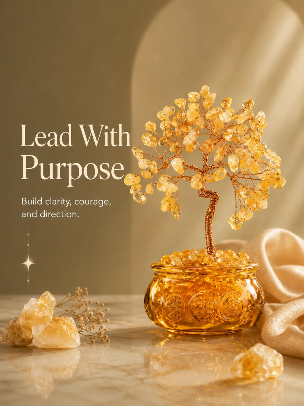 Cornucopia Energy Crystal Tree - Citrine, Wealth, Career, Self-confidence, Mobility