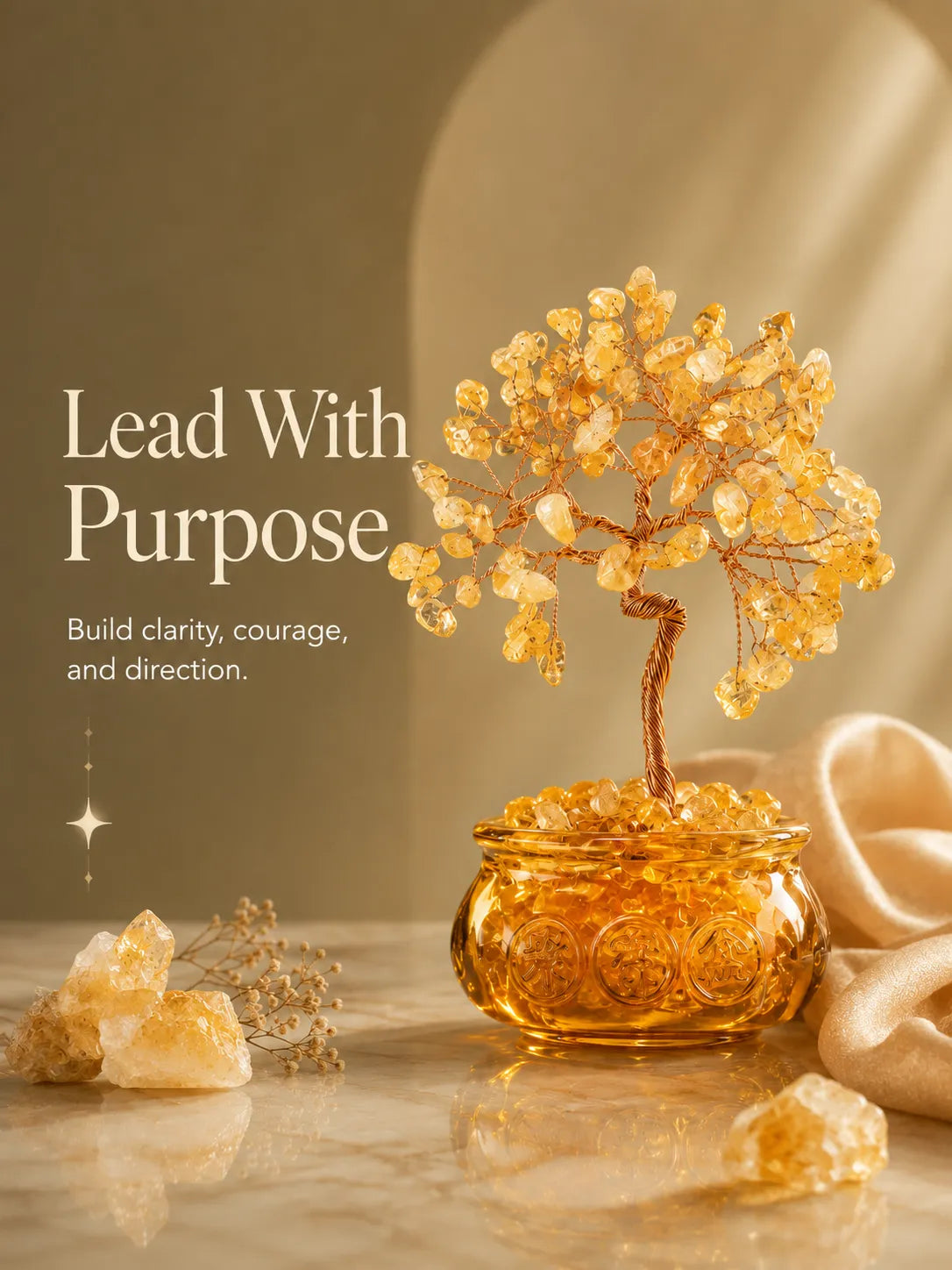 Cornucopia Energy Crystal Tree - Citrine, Wealth, Career, Self-confidence, Mobility