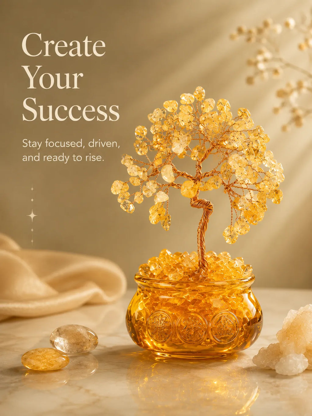 Cornucopia Energy Crystal Tree - Citrine, Wealth, Career, Self-confidence, Mobility