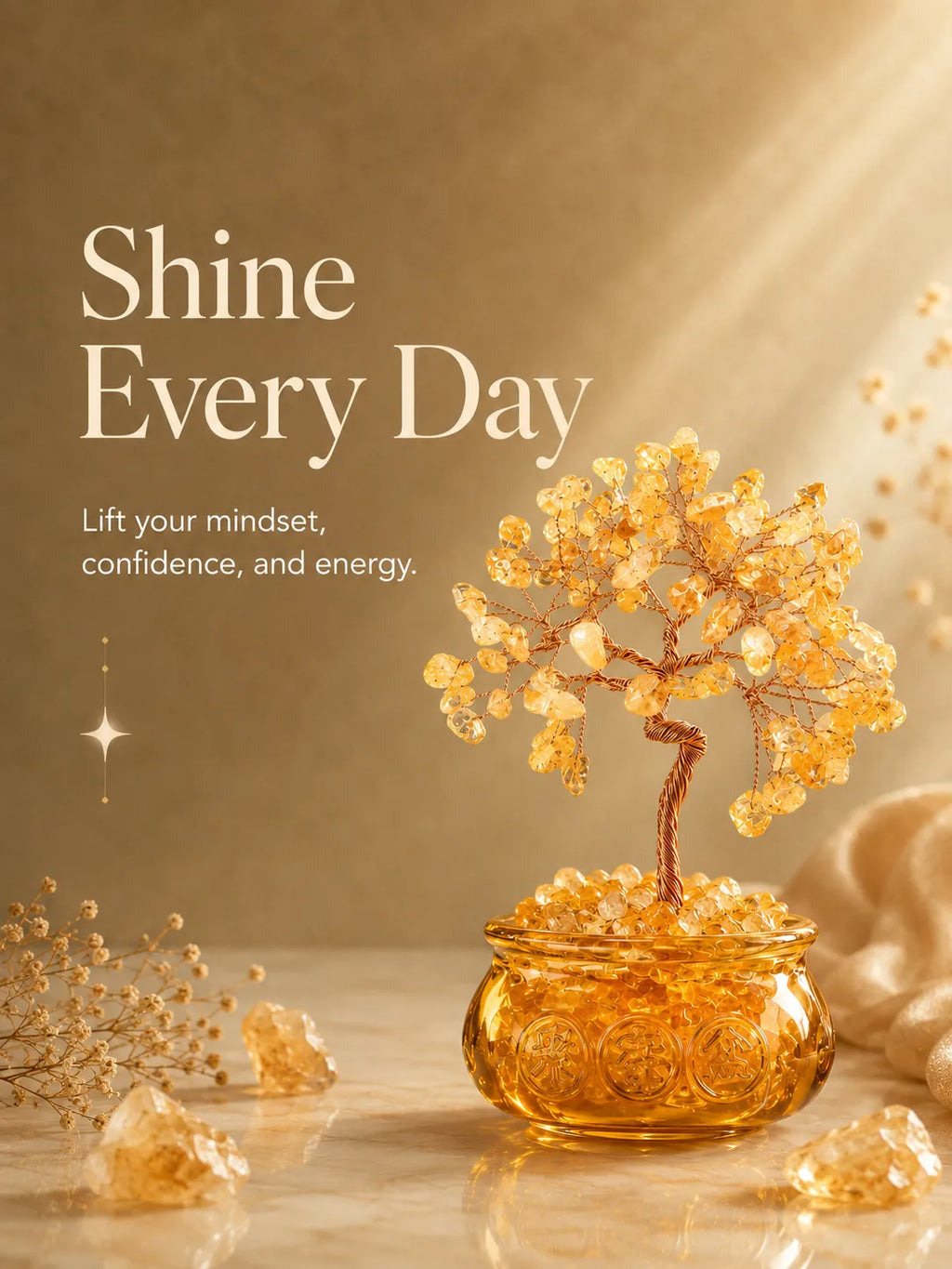 Cornucopia Energy Crystal Tree - Citrine, Wealth, Career, Self-confidence, Mobility