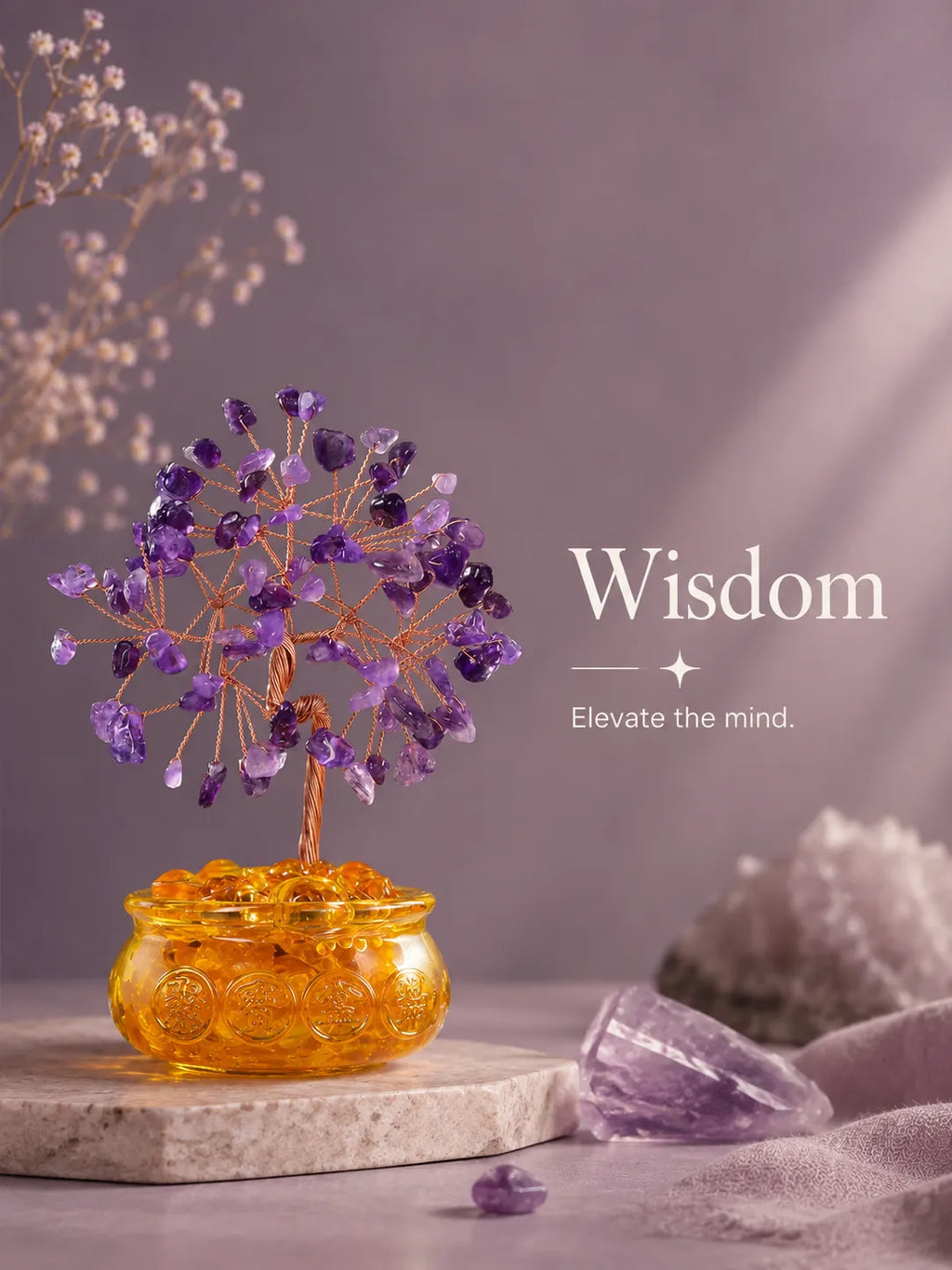 Cornucopia Energy Crystal Tree - Amethyst, Spirituality, Wisdom, Meditation, Calming the mind