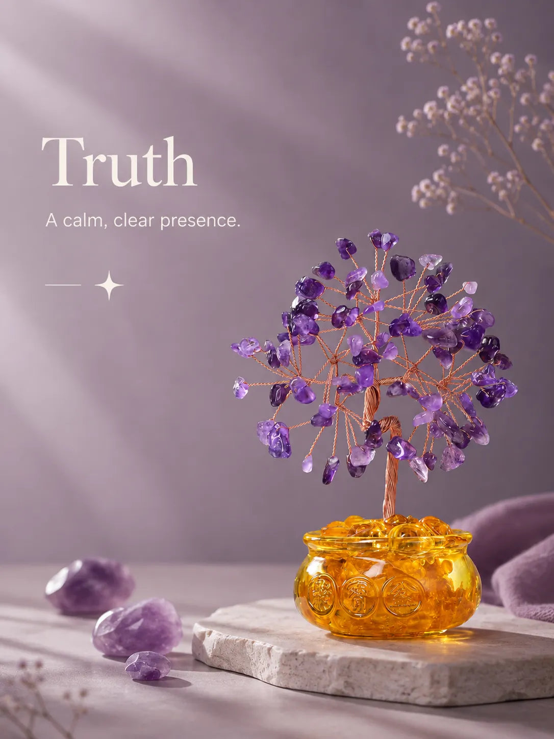 Cornucopia Energy Crystal Tree - Amethyst, Spirituality, Wisdom, Meditation, Calming the mind