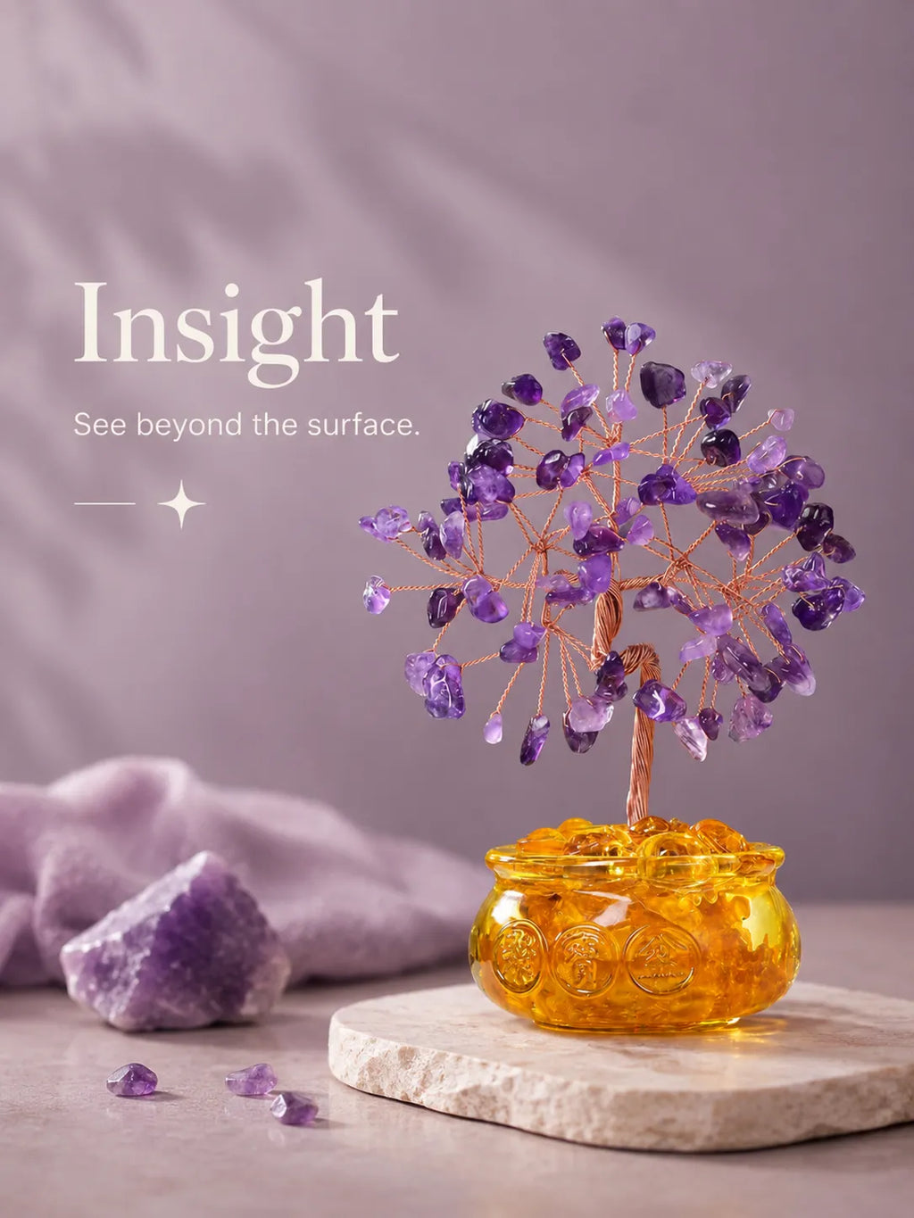 Cornucopia Energy Crystal Tree - Amethyst, Spirituality, Wisdom, Meditation, Calming the mind