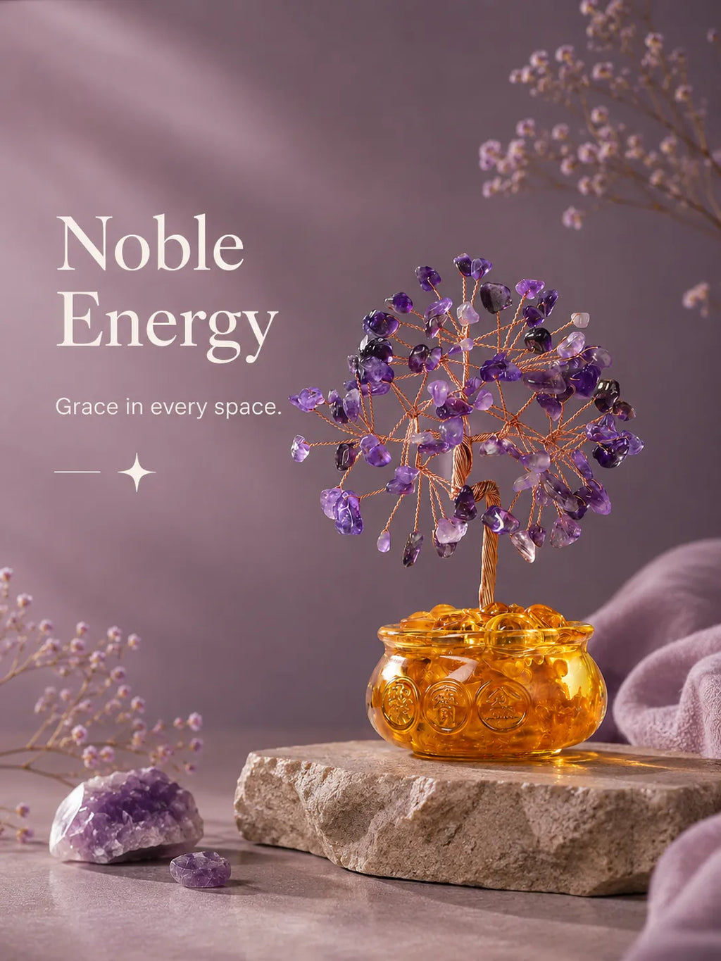 Cornucopia Energy Crystal Tree - Amethyst, Spirituality, Wisdom, Meditation, Calming the mind