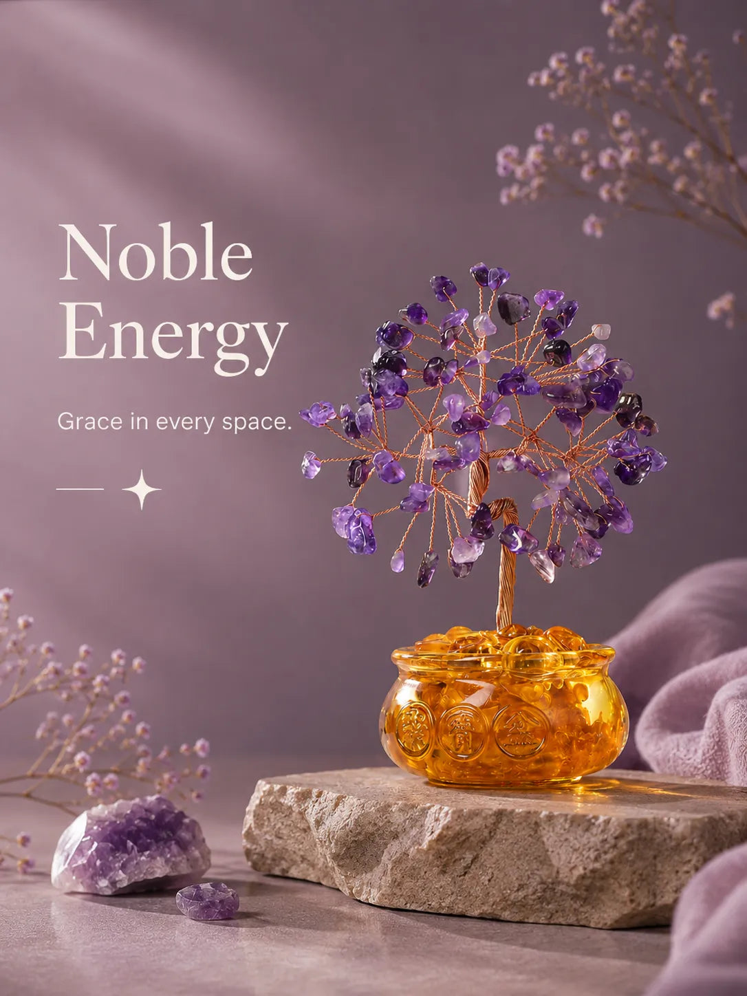 Cornucopia Energy Crystal Tree - Amethyst, Spirituality, Wisdom, Meditation, Calming the mind