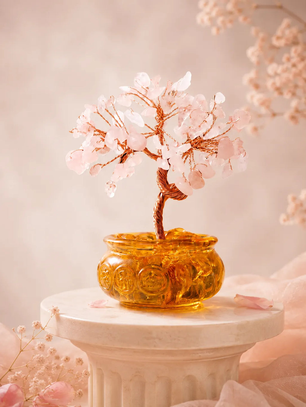 Cornucopia Energy Crystal Tree - Pink Quartz, Love, Popularity, Tenderness, Self-acceptance