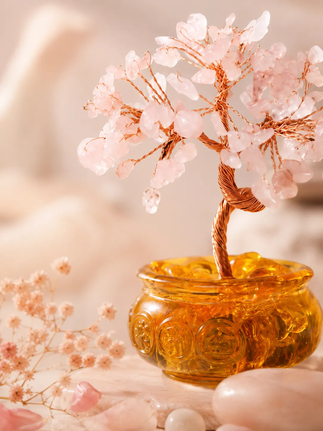 Cornucopia Energy Crystal Tree - Pink Quartz, Love, Popularity, Tenderness, Self-acceptance