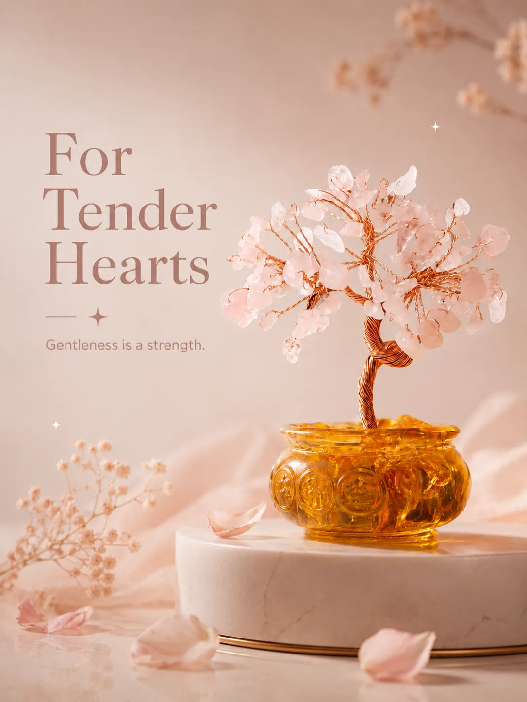 Cornucopia Energy Crystal Tree - Pink Quartz, Love, Popularity, Tenderness, Self-acceptance