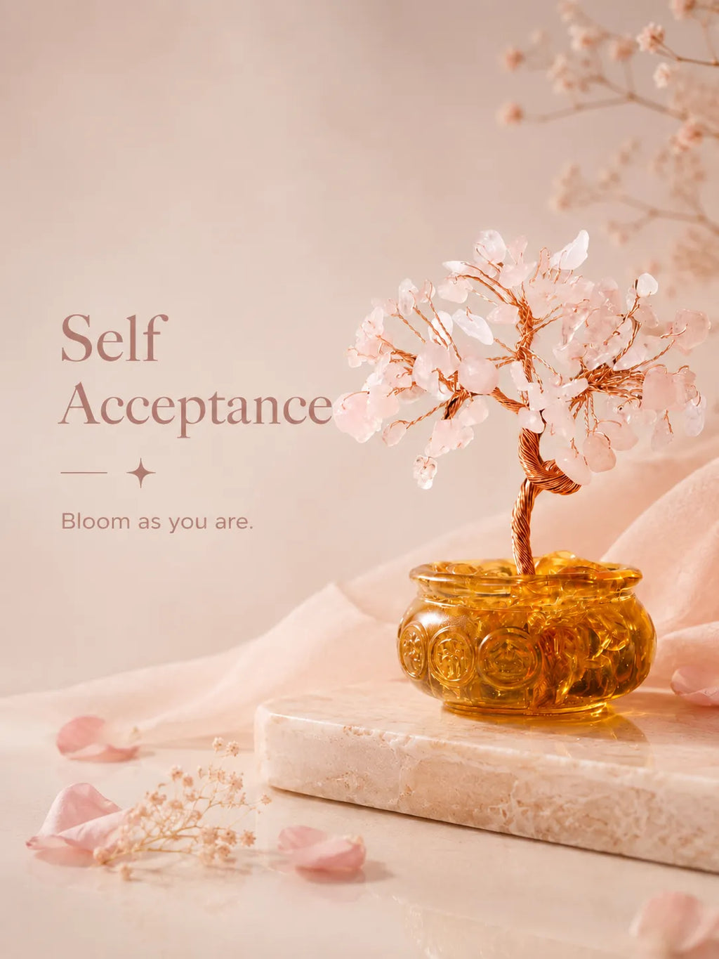 Cornucopia Energy Crystal Tree - Pink Quartz, Love, Popularity, Tenderness, Self-acceptance