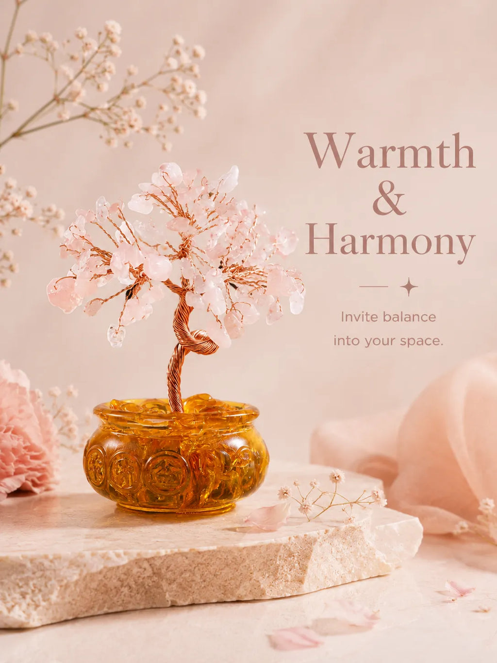 Cornucopia Energy Crystal Tree - Pink Quartz, Love, Popularity, Tenderness, Self-acceptance