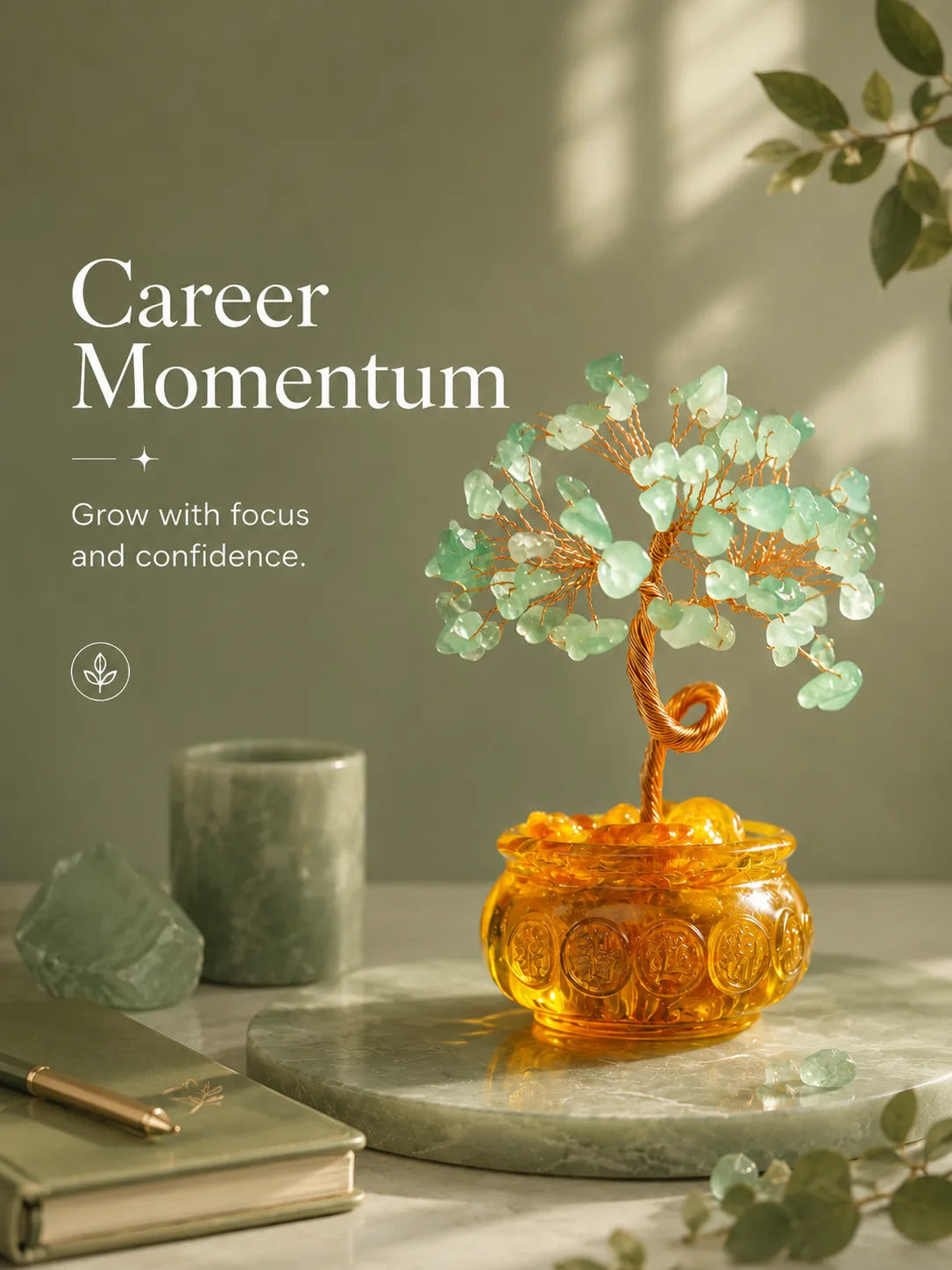 Cornucopia Energy Crystal Tree - Green Aventurine, Growth, Rebirth, Opportunity, Healing