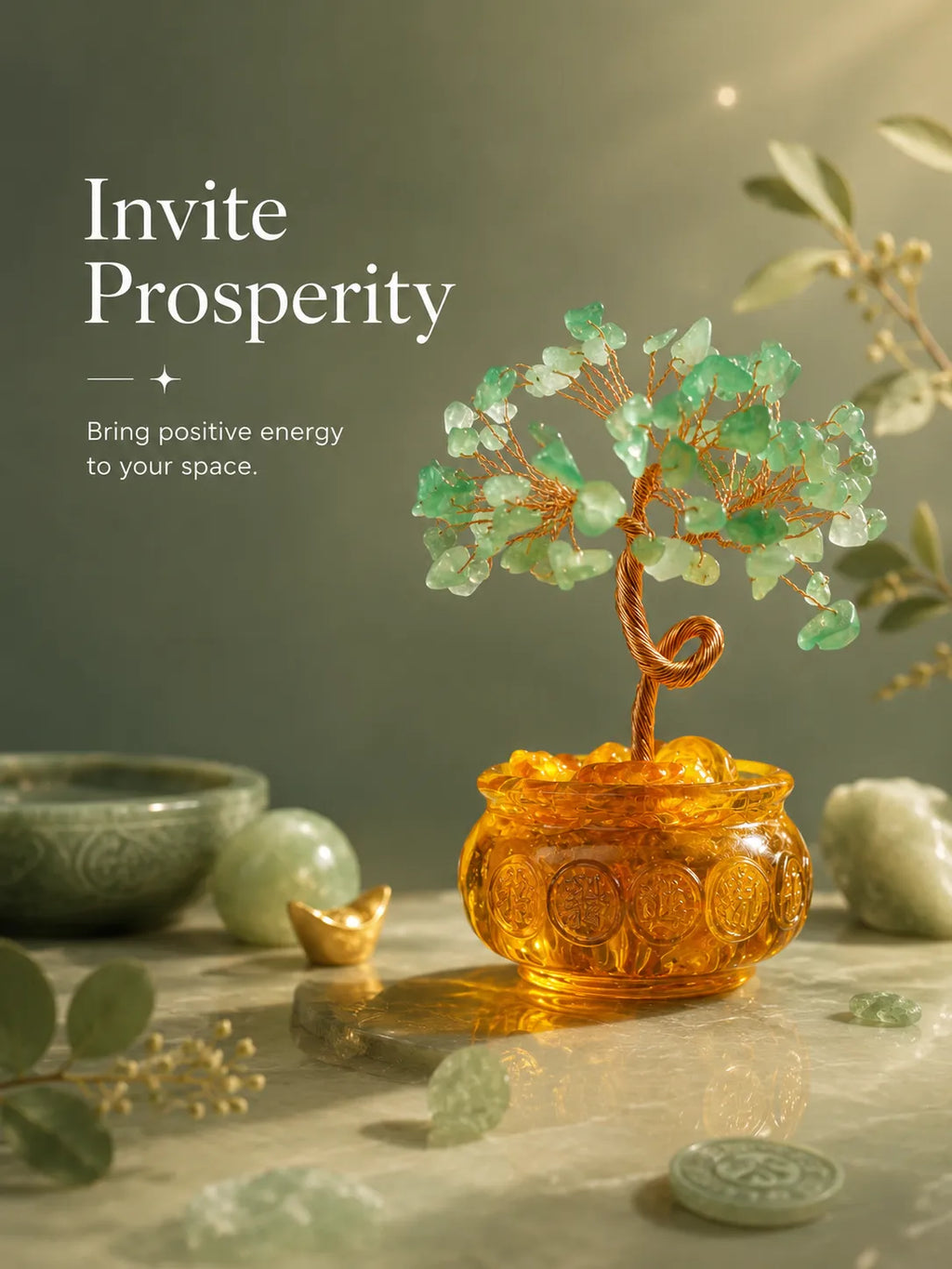 Cornucopia Energy Crystal Tree - Green Aventurine, Growth, Rebirth, Opportunity, Healing