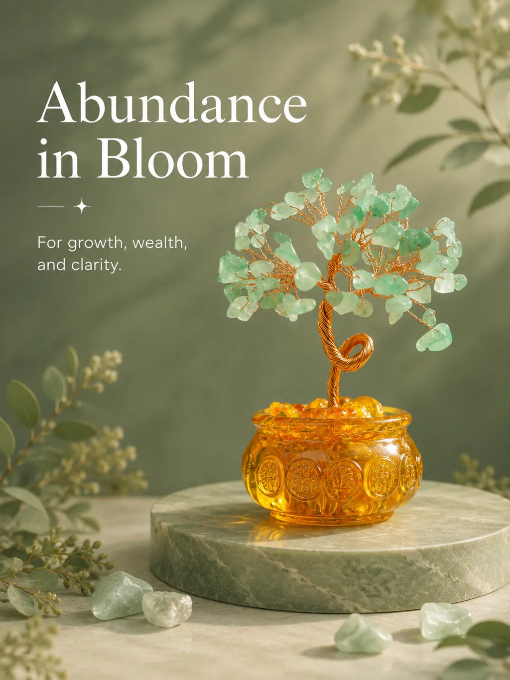 Cornucopia Energy Crystal Tree - Green Aventurine, Growth, Rebirth, Opportunity, Healing