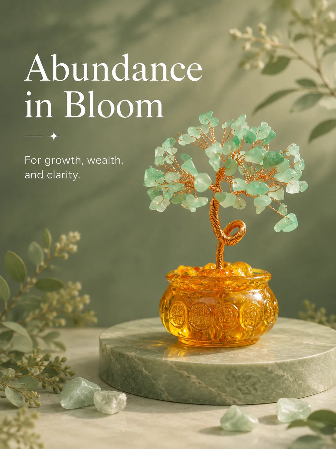 Cornucopia Energy Crystal Tree - Green Aventurine, Growth, Rebirth, Opportunity, Healing