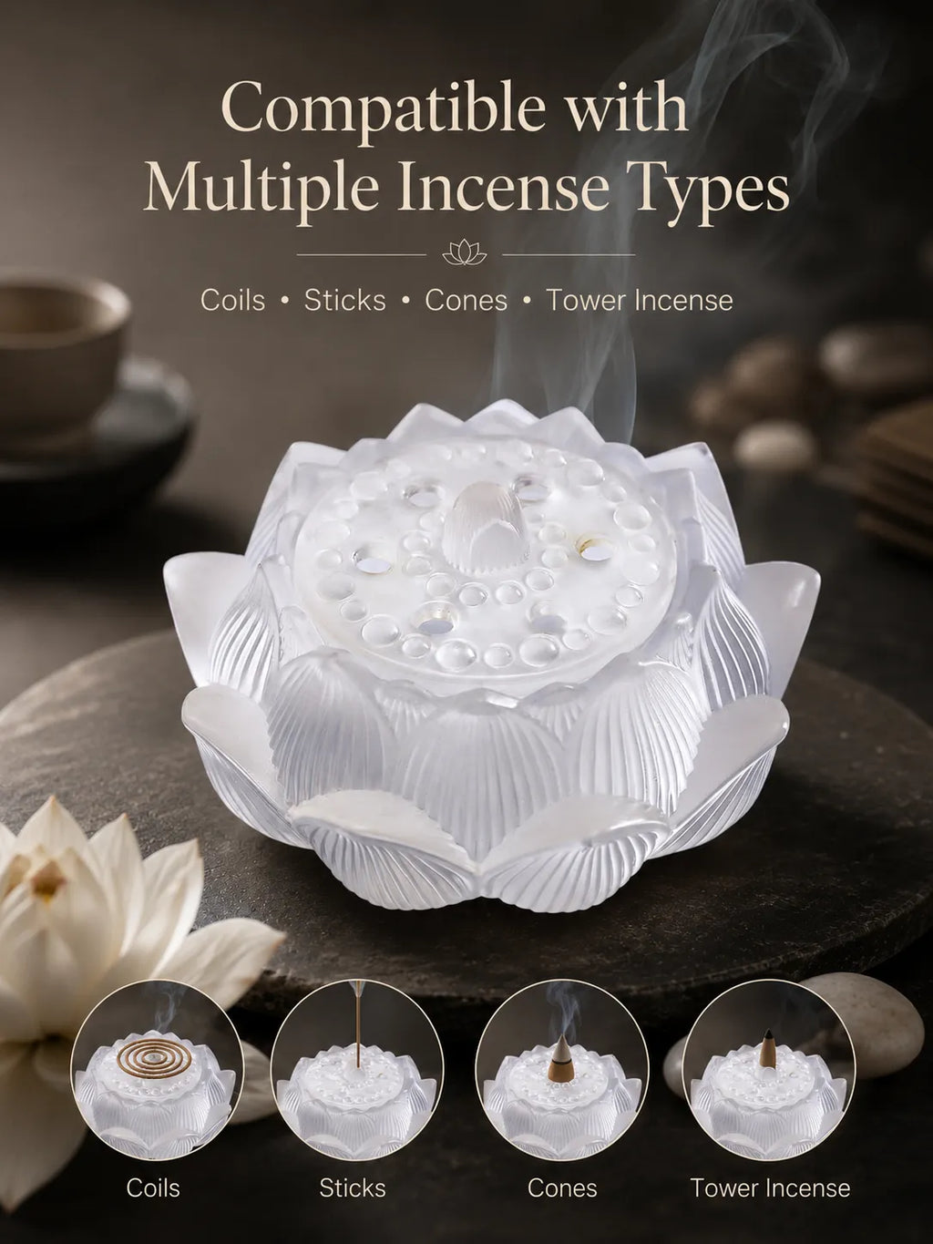 White Lotus Incense Burner