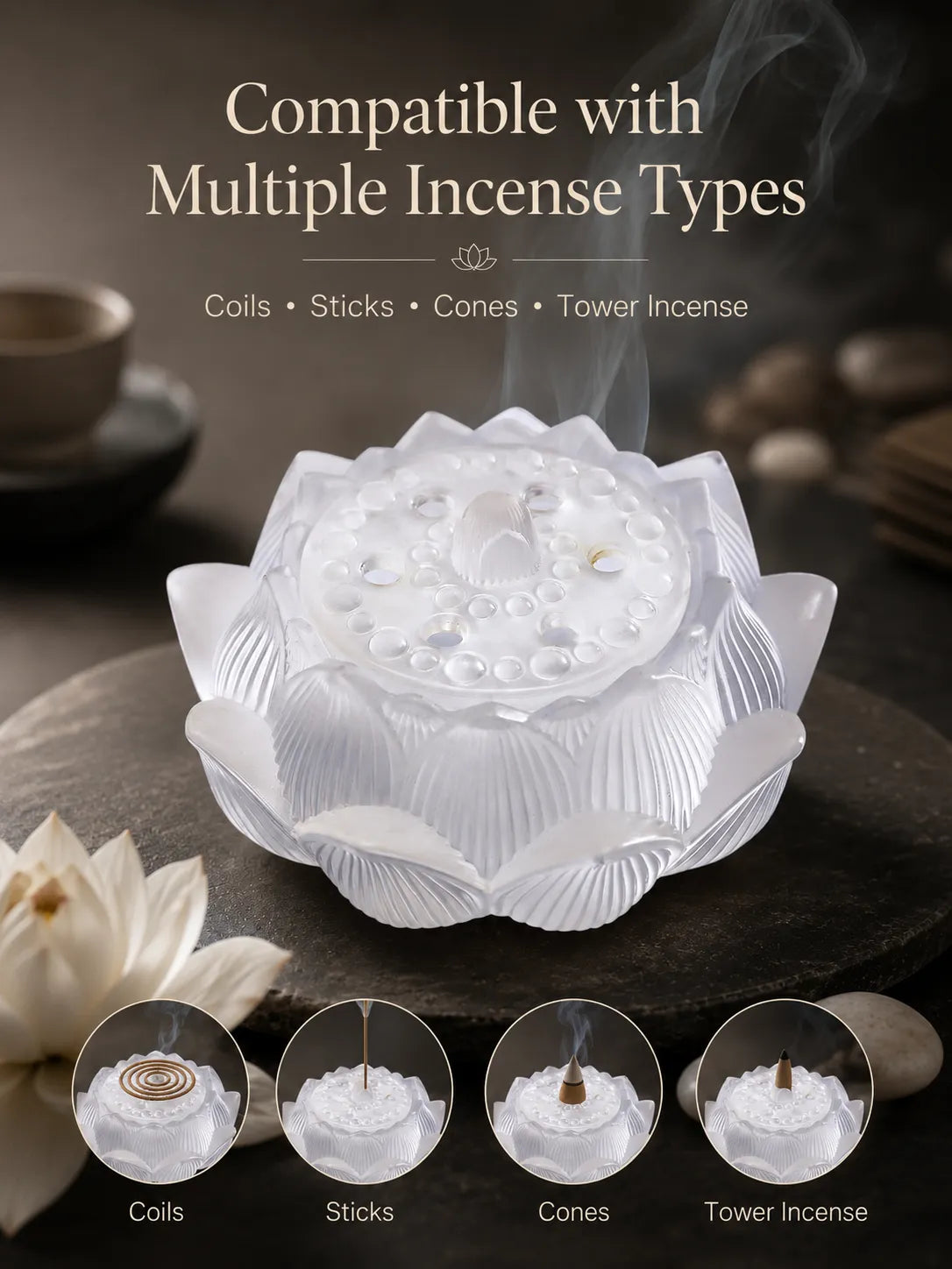 White Lotus Incense Burner