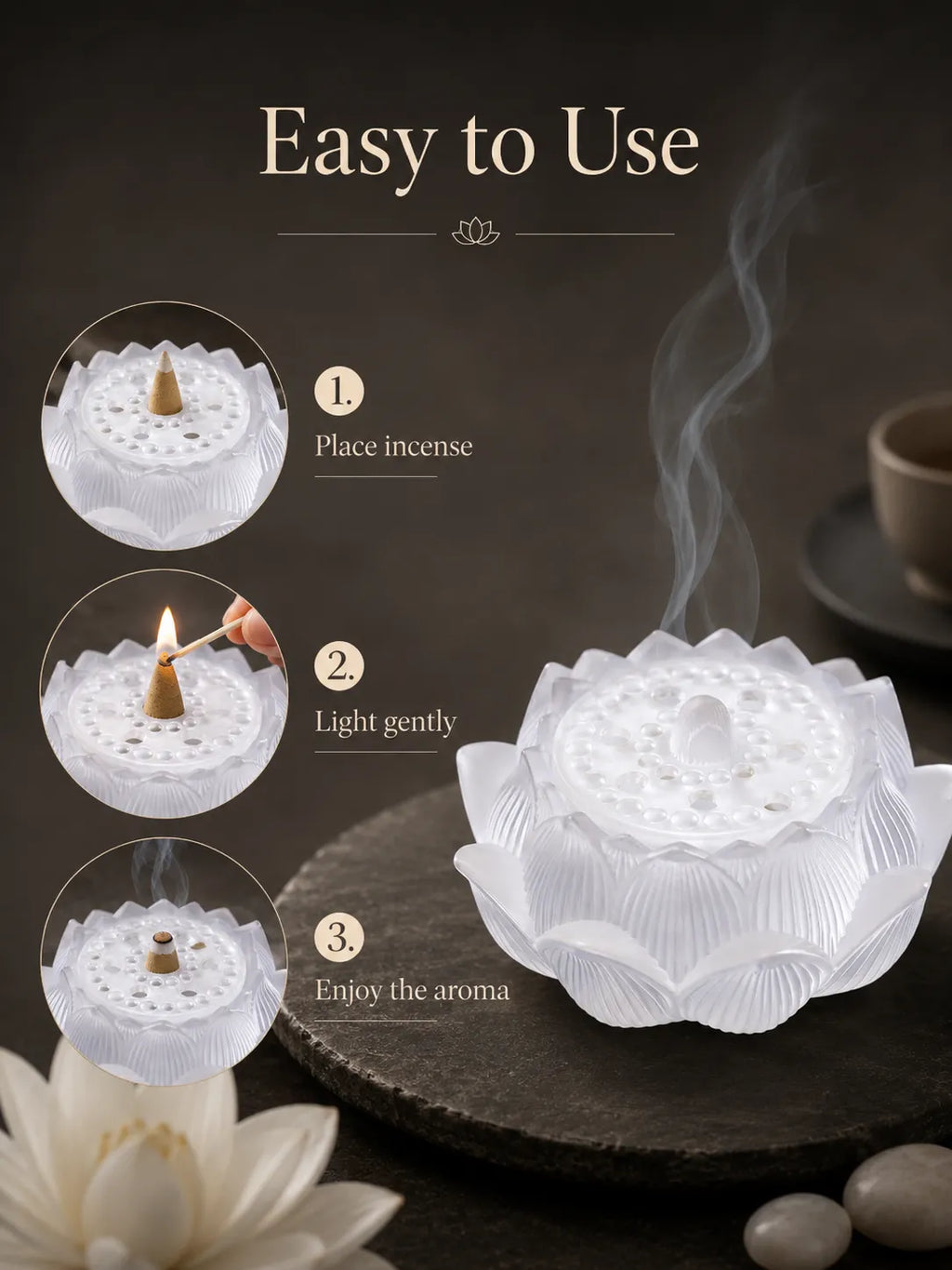 White Lotus Incense Burner