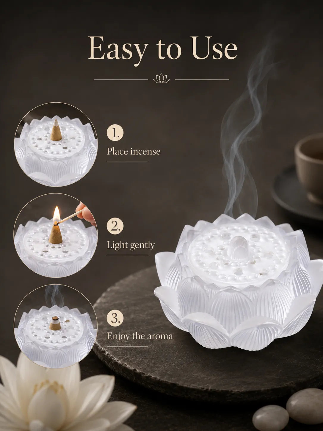 White Lotus Incense Burner