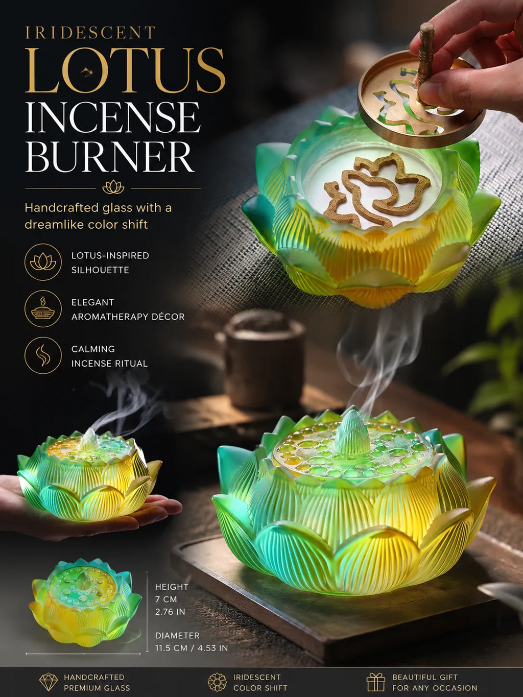 Green Lotus Incense Burner