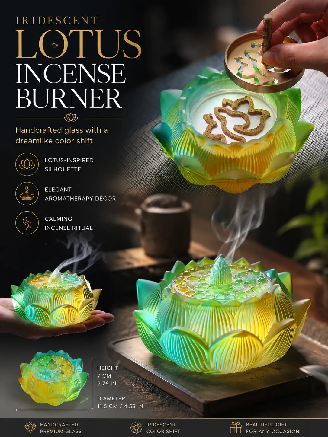 Green Lotus Incense Burner