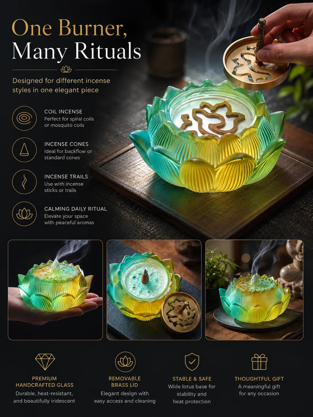 Green Lotus Incense Burner