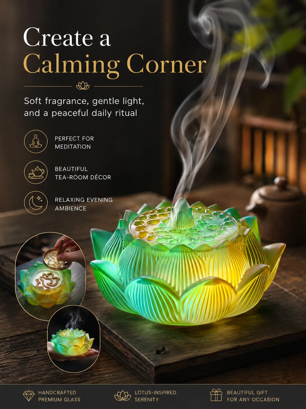 Green Lotus Incense Burner