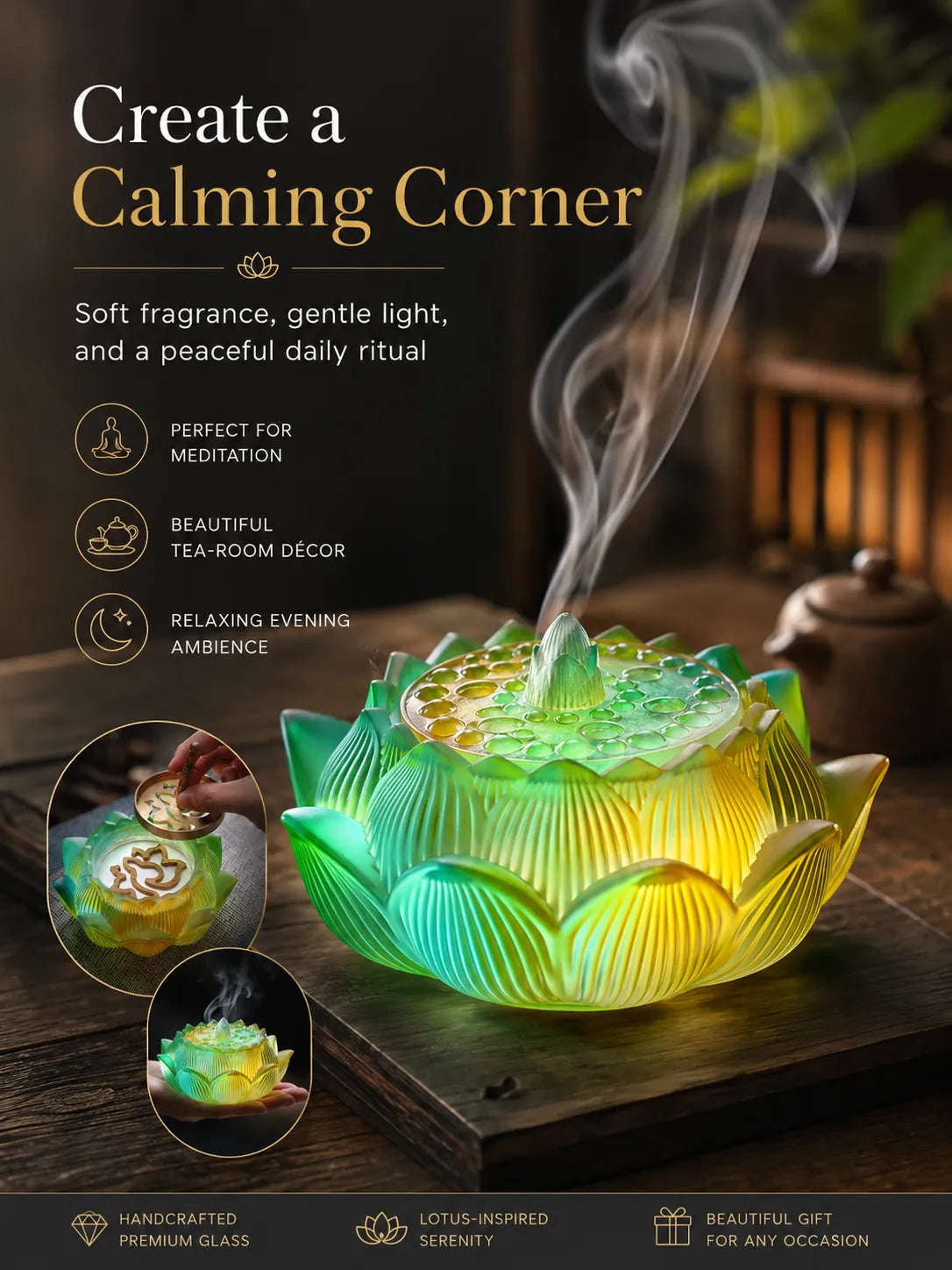 Green Lotus Incense Burner