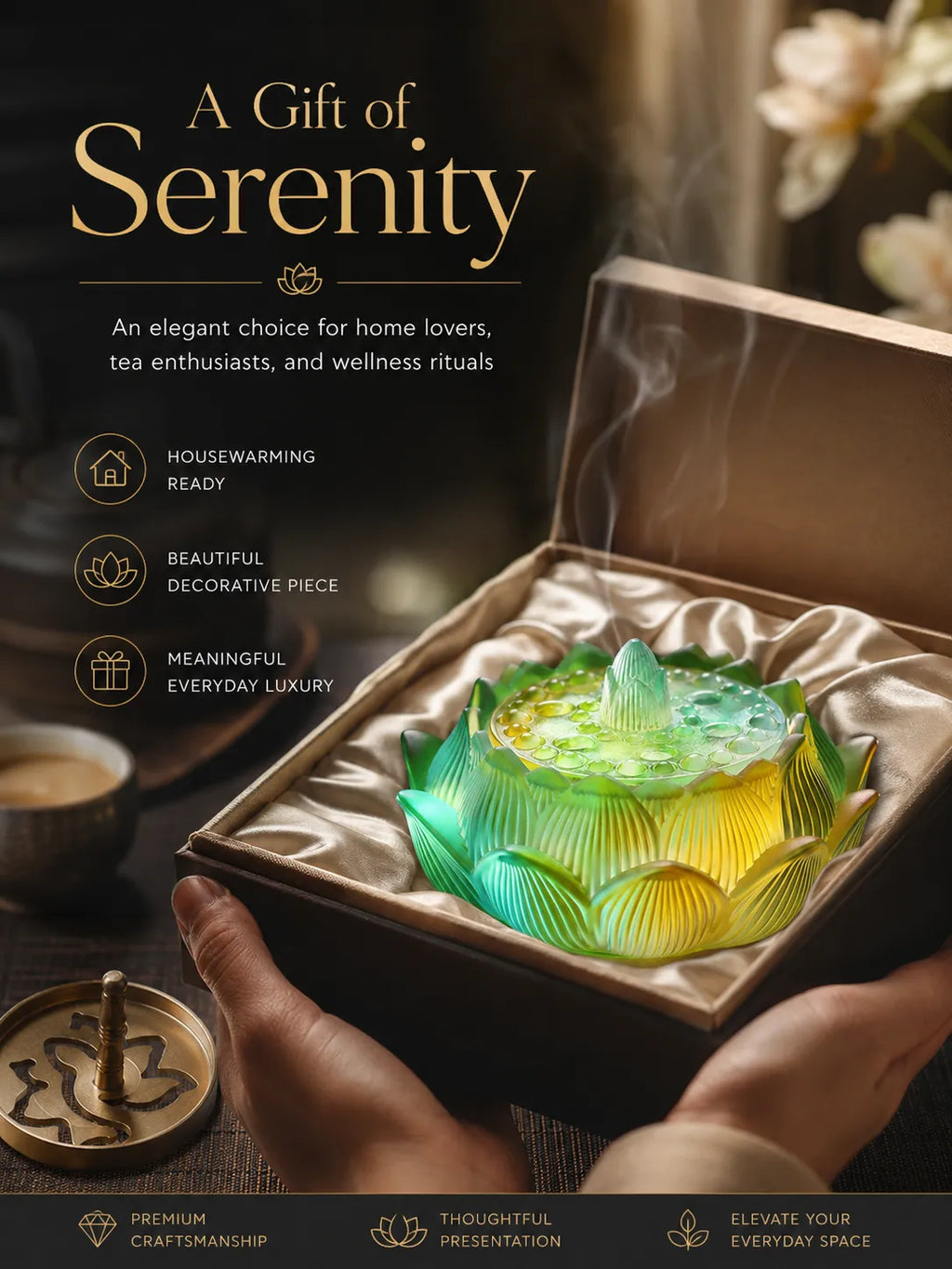 Green Lotus Incense Burner