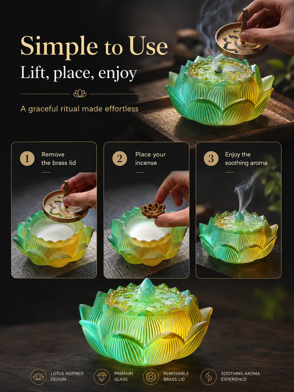 Green Lotus Incense Burner