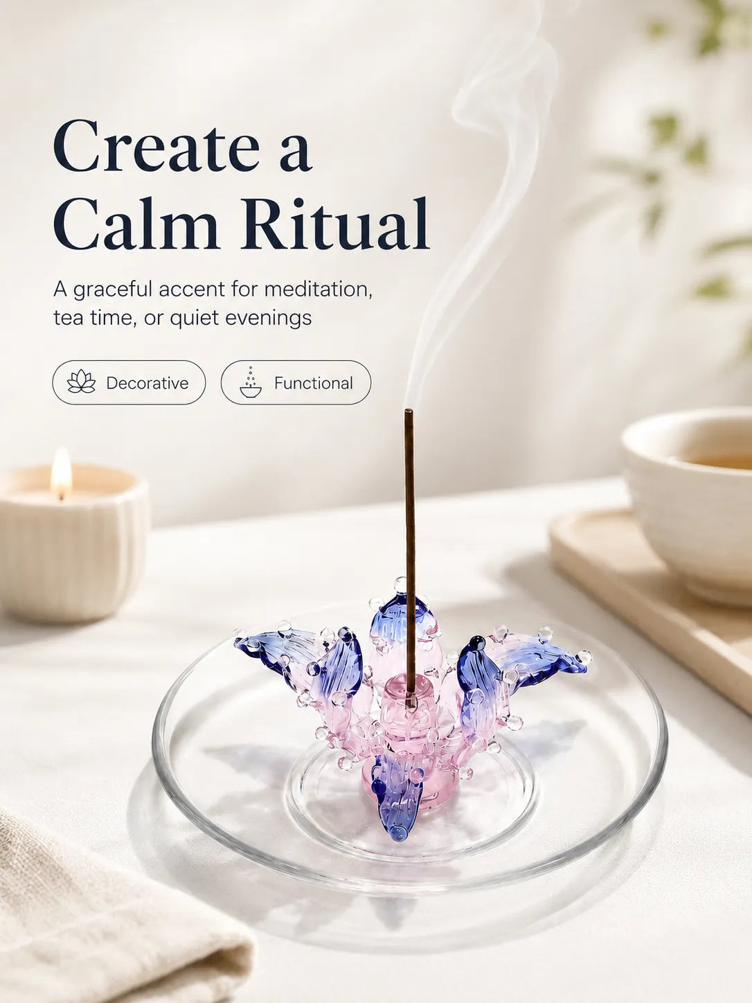 Handmade Glazed Lotus Incense Holder