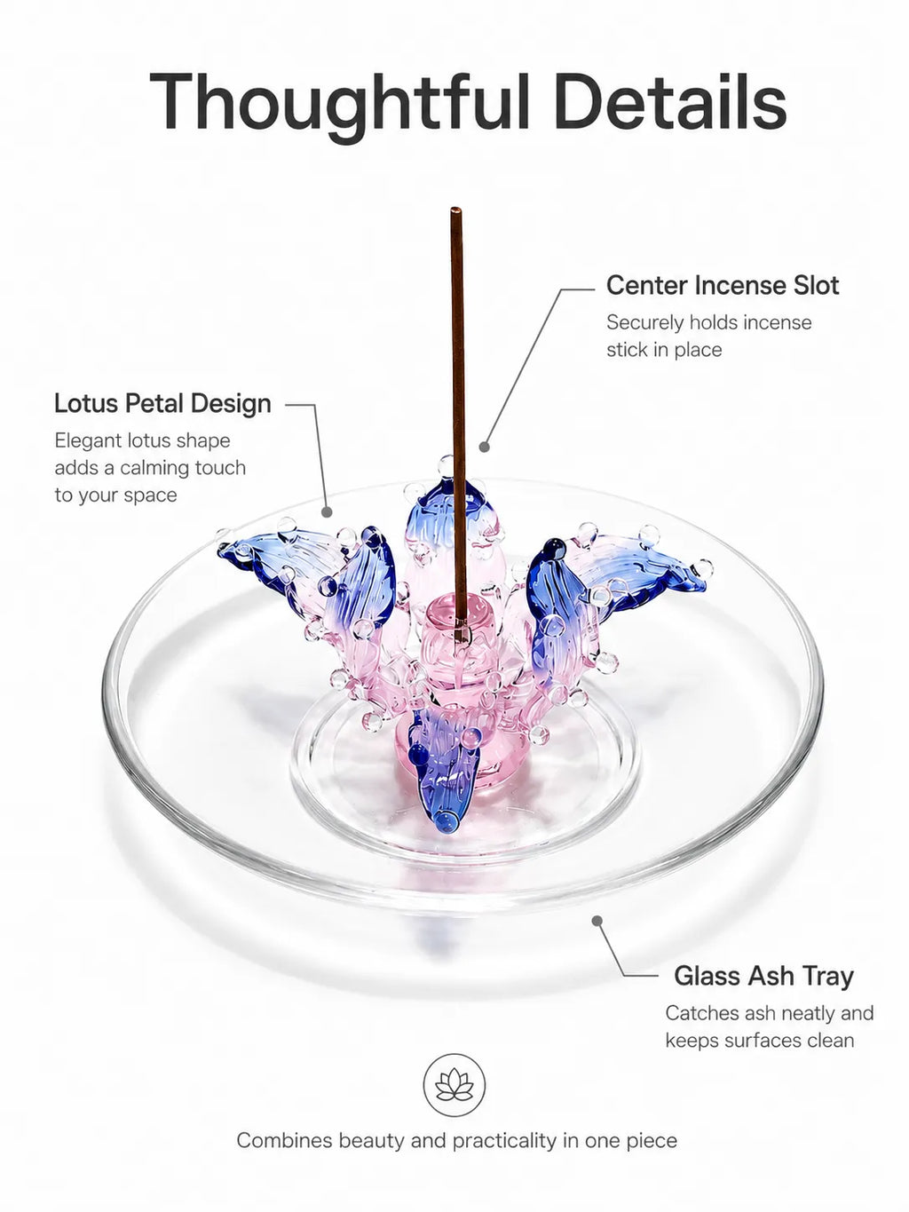 Handmade Glazed Lotus Incense Holder